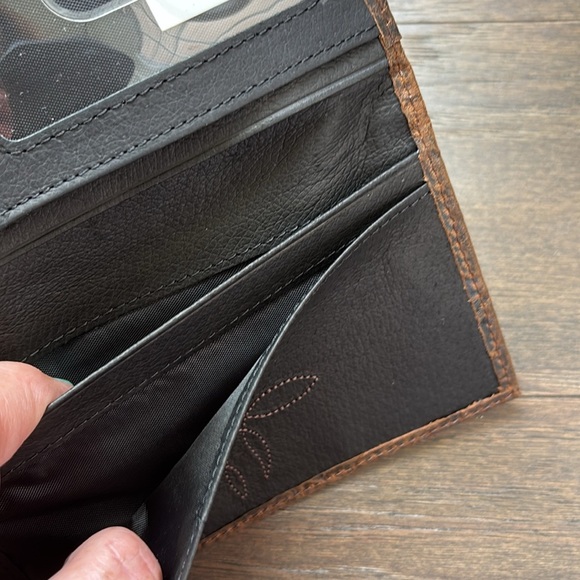 Justin Boots Genuine Leather, RFID,Horsehair braid,Aztec stitching Rodeo bifold - Picture 8 of 10